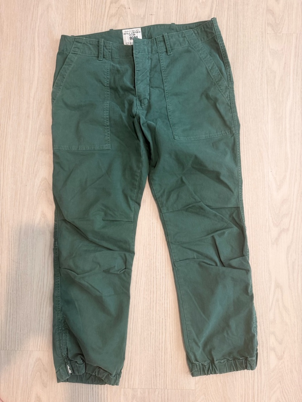 Nili Lotan Teal Green Cotton Trousers